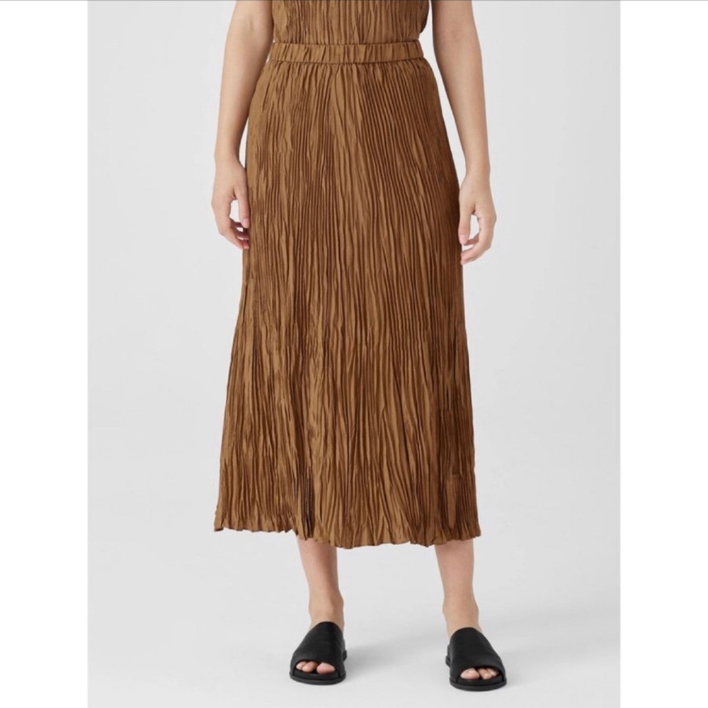 NWOT Eileen Fisher silk pleated size 1X bronze skirt